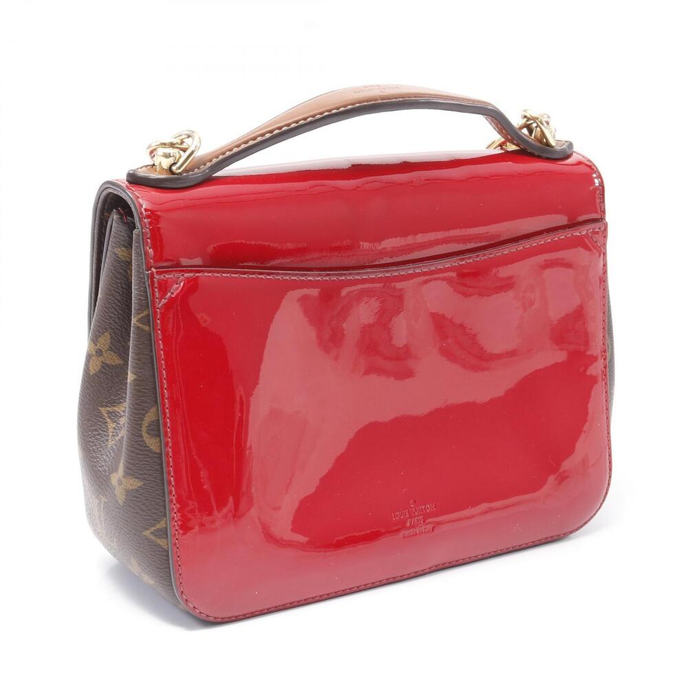 Louis Vuitton Handbag Cherrywood Red Vernis Canvas Leather Brown